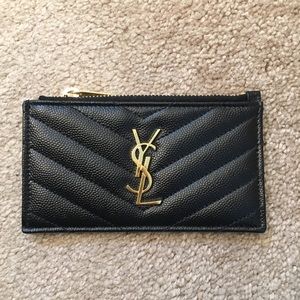 YSL Monogram Fragments Zip Card Case